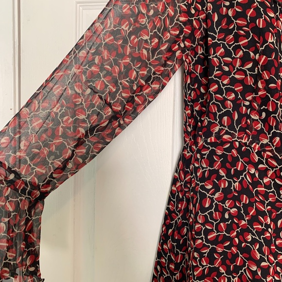 Anna Sui, Wrapped Bohemian Silk Chiffon Dress SIZE 6 - Picture 6 of 8